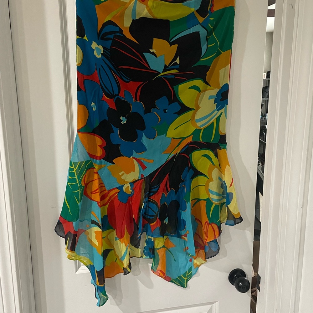 Dana Buchman Multicolor Floral 100% Silk Skirt